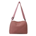 Pink corduroy tote bag with adjustable shoulder strap and zipper closure in a casual style - Pink
