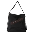 Sac fourre-tout minimaliste en toile noire à grande capacité avec fermeture éclair et bandoulière - Avec Ornement / Noir