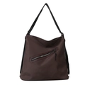 Grand sac fourre-tout marron foncé à fermeture éclair diagonale et large bandoulière mode - Avec Ornement / café