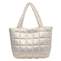 Bolso tote acolchado blanco perla con correas acolchadas de gran capacidad - Blanco Roto