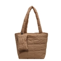 Khaki gewatteerde dons draagtas voor dames met bijpassende mini-tas voor dagelijks gebruik - Khaki
