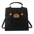 Classic black faux leather crossbody bag with cute puppy patch and gold metal buckles - Black