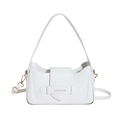 Borsa a mano bianca minimalista in ecopelle con logo dorato e tracolla regolabile - Bianco