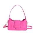 Rose pink PU leather underarm bag with gold logo and adjustable shoulder strap - Rose Red