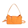 Bright orange faux leather underarm bag with gold hardware and adjustable strap - Orange
