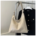 Sac à épaule hobo rétro en cuir PU blanc crème avec détail de nœud pour femmes - Blanc Cassé