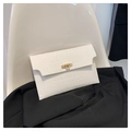 White faux crocodile skin envelope clutch bag with elegant golden turn-lock closure - White