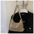 Modische goldene Strass-Hobo-Schultertasche für Damen mit funkelndem Kristall-Finish - Gold