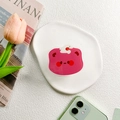 Cute pink bear phone grip with cherry cake design on a stylish ceramic tray - Transparent Stand - Cake Bear