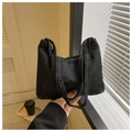 Fashionable black rhinestone shoulder bag with high texture and sparkling crystal finish - Black
