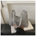 Chic silver rhinestone shoulder bag for women with sparkling crystal straps - Silver