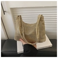 Sparkling gold rhinestone evening bag for women featuring a full-crystal mesh design - Gold