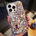 Luxuriöse iPhone-Hülle mit handgefertigten rosa Strasssteinen, Perlen und Hasenblumen - iPhone 7/8/SE 2020 / Rosa Full Diamond Gem Rabbit (Mit Umhängeband)