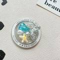 Glittering mermaid tail and starfish resin phone grip with seashell and faux pearl - Magnetic-Glitter Ocean Mermaid-Blue