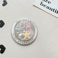 Pink glitter mermaid tail phone grip with seashells and pearls on a white background - Magnetic-Glitter Ocean Mermaid-Silver