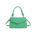 Minimalist emerald green woven handbag with a knot detail and detachable shoulder strap - Green
