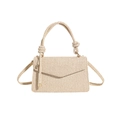 Chic woven messenger bag for women with knotted handle and envelope flap design - Khaki