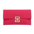 Borsa rettangolare minimalista rosso rosa con motivo coccodrillo e fibbia dorata - Rosa Rosso