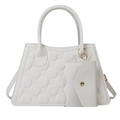White quilted shoulder bag with letter embossing and matching envelope pendant - White