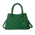 Emerald green quilted crossbody square bag with matching hanging coin purse and gold hardware - Green