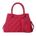 Rose pink handbag with circular embossed texture and gold chain envelope charm - Rose Pink