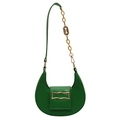 Chic green crescent underarm bag with gold chain strap and decorative razor charm - Green