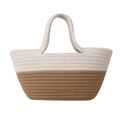 Handgewebte Tragetasche aus Baumwollseil in Weiß und Braun im minimalistischen Design - Basisstil / Weiß & Khaki