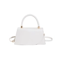 Chic white trapezoid PU leather handbag with gold hardware and shoulder strap - White