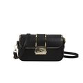 Chic black crocodile embossed crossbody bag with gold metal buckle and leather finish - Black