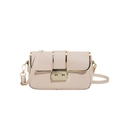 Chic cream white crocodile pattern shoulder bag with golden hardware and square design - Off White