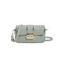Light green crocodile textured flap bag with gold clasp and metallic trim - Green
