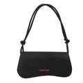 Schwarze Baguette-Tasche in Kroko-Optik mit Knotendetails am Trageriemen und Golddruck - Schwarz