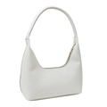 Elegante borsa a tracolla bianca con trama a serpente e cerniera in metallo dorato - Bianco