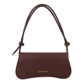 Brown crocodile pattern underarm bag with gold logo and long shoulder straps - Brown
