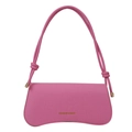 Rosafarbene Schultertasche aus Kunstleder mit Krokoprägung und goldenem Logo - Rosa