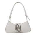 Minimalistische elfenbeinweiße PU-Leder Hobo-Tasche mit silberner Schnalle und Knotengurt - Weiß