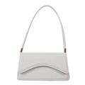 Bolso baguette blanco minimalista de cuero sintético con solapa grabada y correa delgada - Blanco