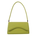 Minimalist light green underarm bag with wavy flap design and slim leather shoulder strap - Green