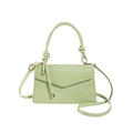 Chic mint green pleated shoulder bag with gold hardware and stylish knot handle - Green