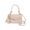 Minimalist cream textured crossbody bag with wavy pattern and golden hardware accents - Beige