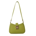 Avocado green baguette shoulder bag with gold metal buckle and minimalist French design - Green