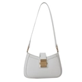 Sac à bandoulière minimaliste en similicuir blanc avec boucle rectangulaire dorée chic - Blanc