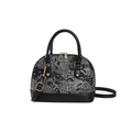 Schicke schwarze Muscheltasche mit weißem Meeresmuster und goldenen Beschlägen - Schwarz