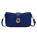 Royal blue quilted crossbody bag with silver woven knot buckle and adjustable strap - Blue