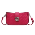 Chic magenta quilted crossbody bag with a silver twisted metal clasp and slim strap - Rose Pink