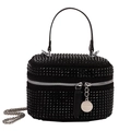 Chique zwarte strass box bag met kettingriem en dubbele ritssluiting voor avondkleding - Zwart