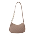 Sac bandoulière en feutre marron avec matelassage en V et chaîne dorée élégante - Khaki