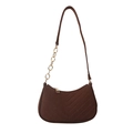 Sac bandoulière marron foncé avec surpiqûres en V et chaîne dorée élégante - Marron