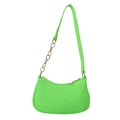 Sac baguette vert néon avec surpiqûres en V et détails de chaîne dorée - Vert Fluorescent