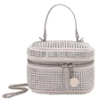 Sparkly rhinestone chain crossbody bag in light grey velvet with silver strap and handle - Gray